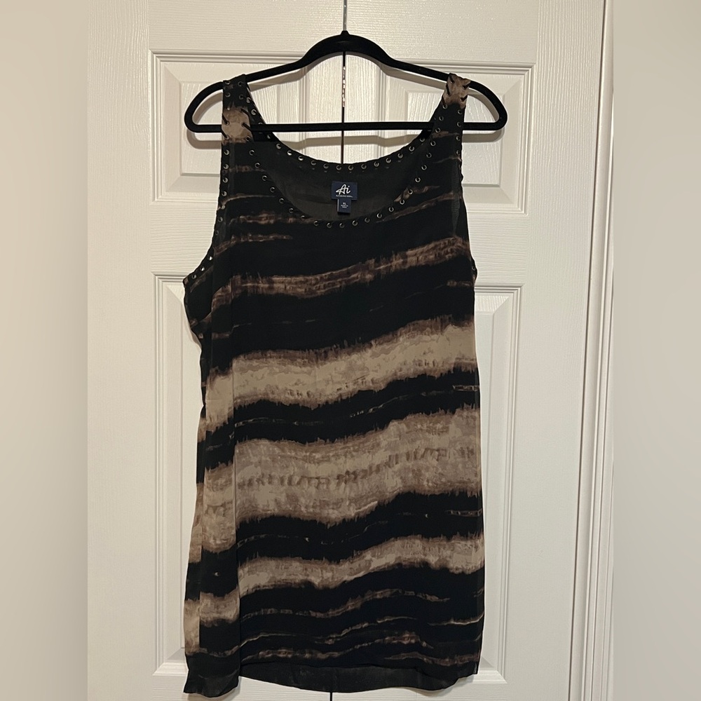 Women’s Black and Brown Sleeveless Dress